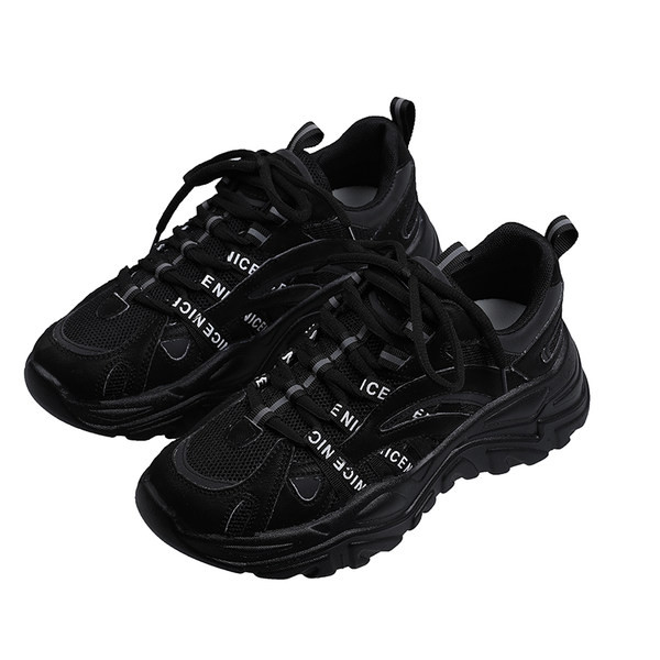 Γυναικεία casual αναπνεύσιμα αθλητικά παπούτσια με υφάσματα και οικολογικό δέρμα με κορδόνια