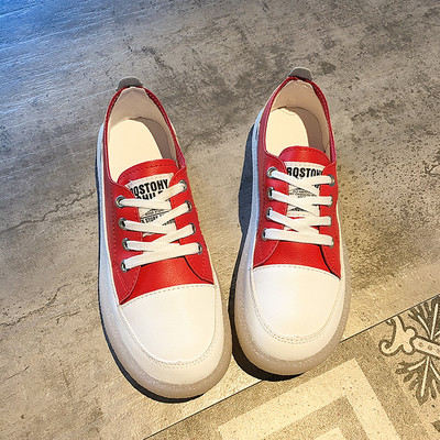 Tenisi dama din piele ecologica cu talpa plata si sireturi