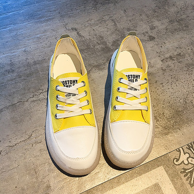 Tenisi dama din piele ecologica cu talpa plata si sireturi