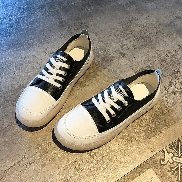 Tenisi dama din piele ecologica cu talpa plata si sireturi