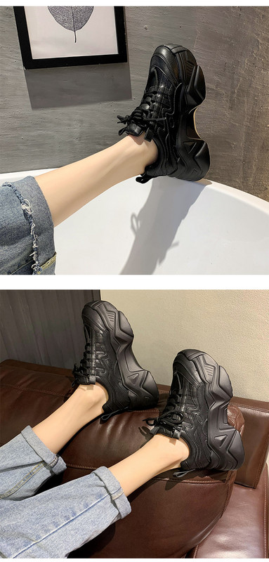 Model nou de adidași de damă cu talpă înaltă aspră și șireturi