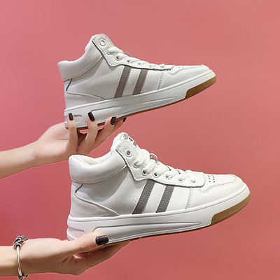 Sieviešu augstās kedas ar uzrakstu no eko ādas