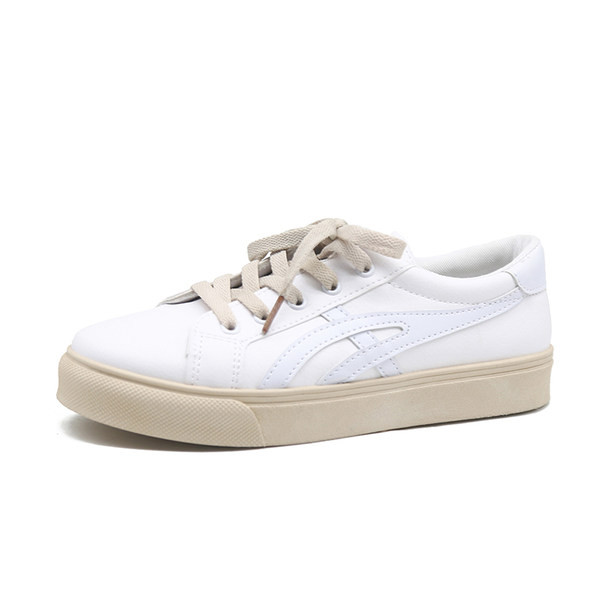 Sieviešu ikdienas kedas ar plakanu zoli - baltā krāsā