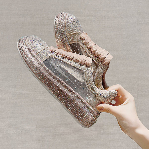 Γυναικεία αθλητικά  παπούτσια με διακοσμητικές  πέτρες σε δύο χρώματα