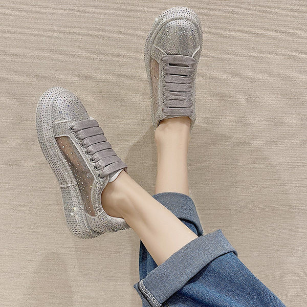 Γυναικεία αθλητικά  παπούτσια με διακοσμητικές  πέτρες σε δύο χρώματα