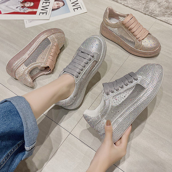 Γυναικεία αθλητικά  παπούτσια με διακοσμητικές  πέτρες σε δύο χρώματα