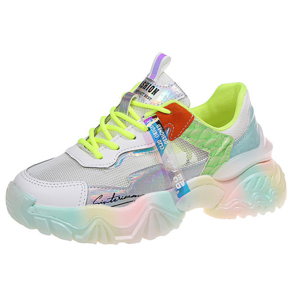 Sieviešu krāsainas kedas ar mežģīnēm un raupju zoli