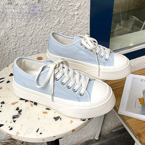 Tenisi dama casual din material textil cu platforma de 4 cm