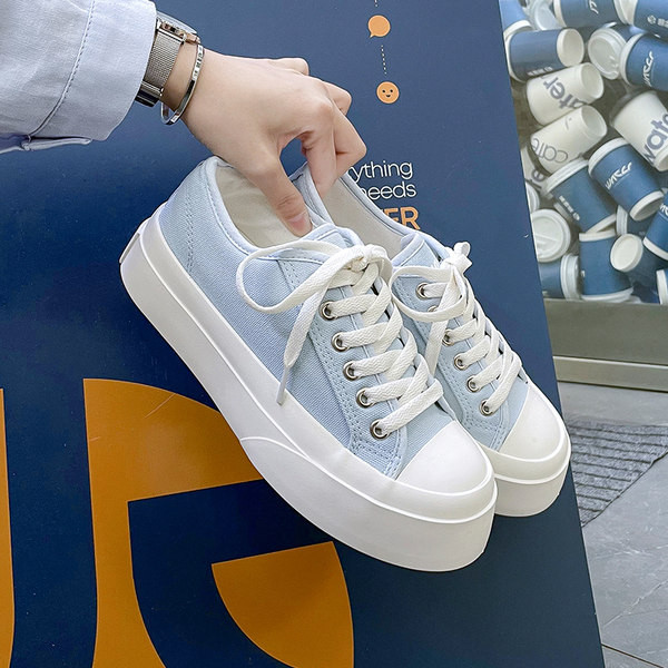 Tenisi dama casual din material textil cu platforma de 4 cm