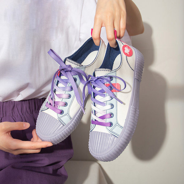 Νέο μοντέλο χρωματιστά γυναικεία αθλητικά παπούτσια με επίπεδη σόλα