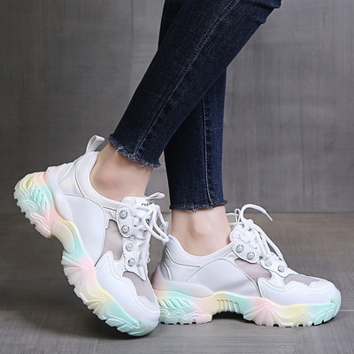 Sieviešu kedas baltas ar krāsainu zoli