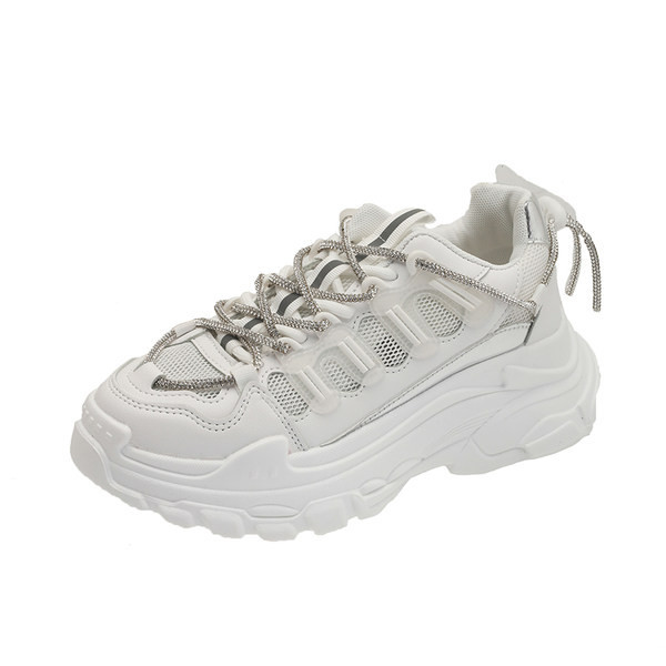 Tenisi casual dama cu sireturi in alb