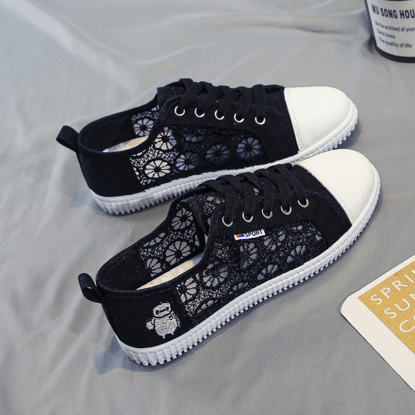 Sieviešu vasaras mežģīņu kedas ar izšuvumiem