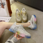 Adidasi moderni de dama cu pietre si talpa colorata