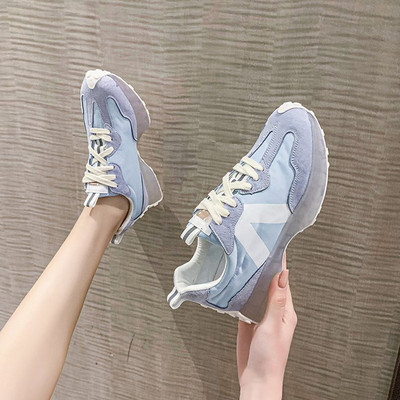 Sieviešu eko zamšādas kedas ar mežģīnēm zilā un baltā krāsā