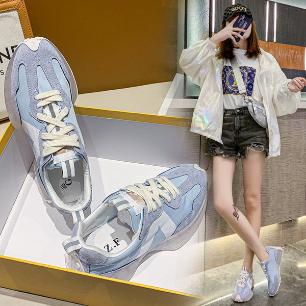 Sieviešu eko zamšādas kedas ar mežģīnēm zilā un baltā krāsā