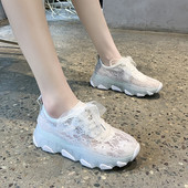 Tenisi dama din dantela cu platforma de 5 cm