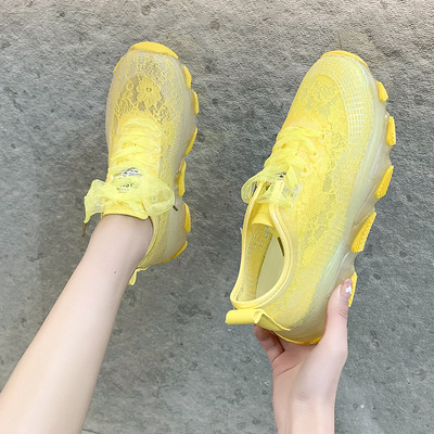 Tenisi dama din dantela cu platforma de 5 cm