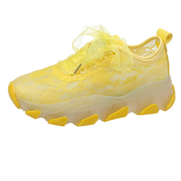 Tenisi dama din dantela cu platforma de 5 cm