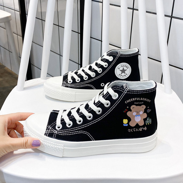 Tenisi inalti dama casual cu imprimeu in trei culori