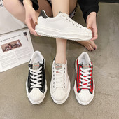 Tenisi dama casual din panza cu cravate si emblema