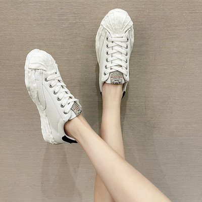 Tenisi dama casual din panza cu cravate si emblema