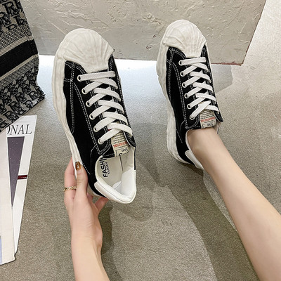 Tenisi dama casual din panza cu cravate si emblema