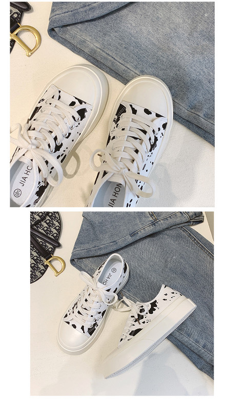 Tenisi casual dama din material textil alb-negru