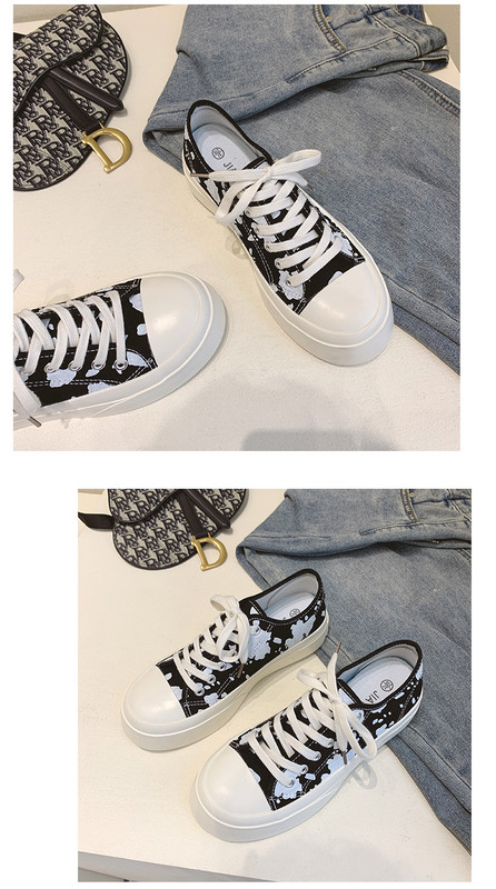 Tenisi casual dama din material textil alb-negru