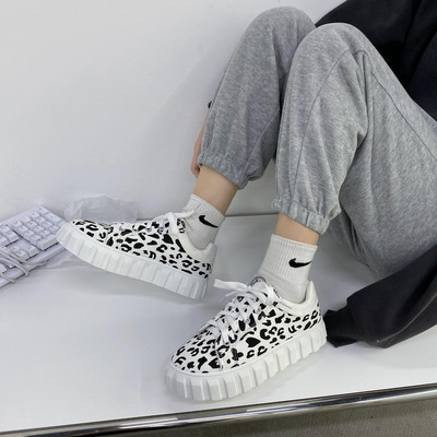 Tenisi casual dama cu imprimeu animal si cravate