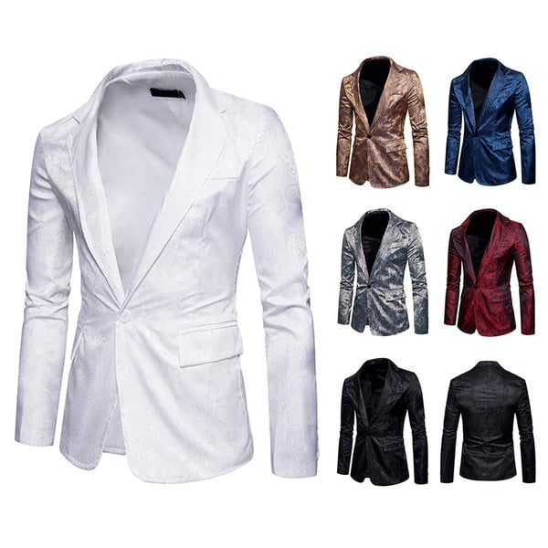 Stilīga vīriešu jaka ar piegulošu rakstu ar pogu