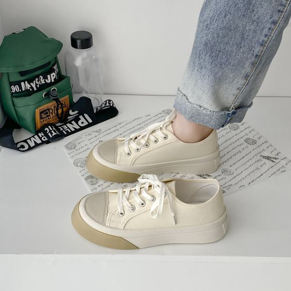 Tenisi dama din material textil cu talpa groasa