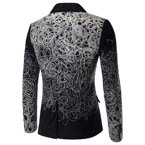 Stilīgs vīriešu pieguļošs jakas modelis ar rakstu un garām piedurknēm