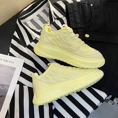 Tenisi dama din piele ecologica cu platforma de 5,5 cm