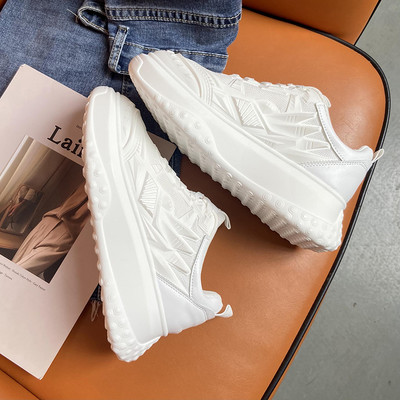 Tenisi dama din piele ecologica cu platforma de 5,5 cm