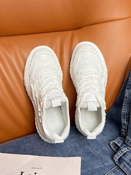 Tenisi dama din piele ecologica cu platforma de 5,5 cm