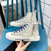 Adidași înalți de damă din material textil cu fermoar și talpă plată