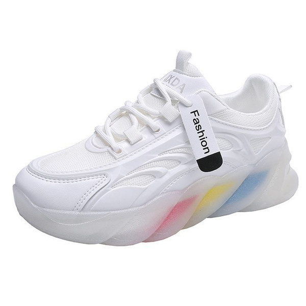 Tenisi dama din piele ecologica si material textil cu talpa din silicon cu model