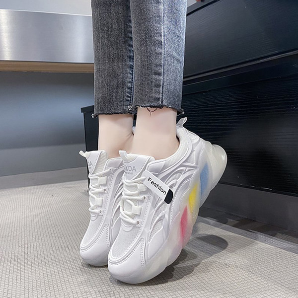 Tenisi dama din piele ecologica si material textil cu talpa din silicon cu model