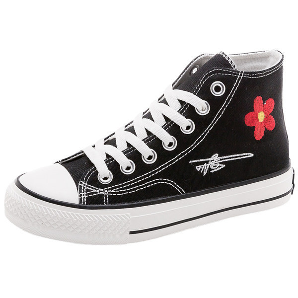 Adidași înalți de damă cu broderie și inscripție