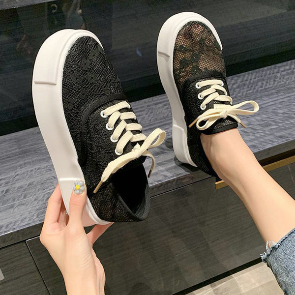 Tenisi dama cu dantela in doua culori