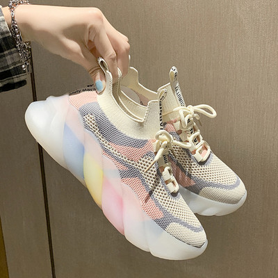 Sieviešu tekstila kedas ar krāsainu silikona zoli