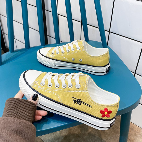 Tenisi dama casual din material textil cu broderie