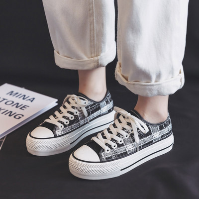 Tenisi dama casual din material textil cu talpa groasa