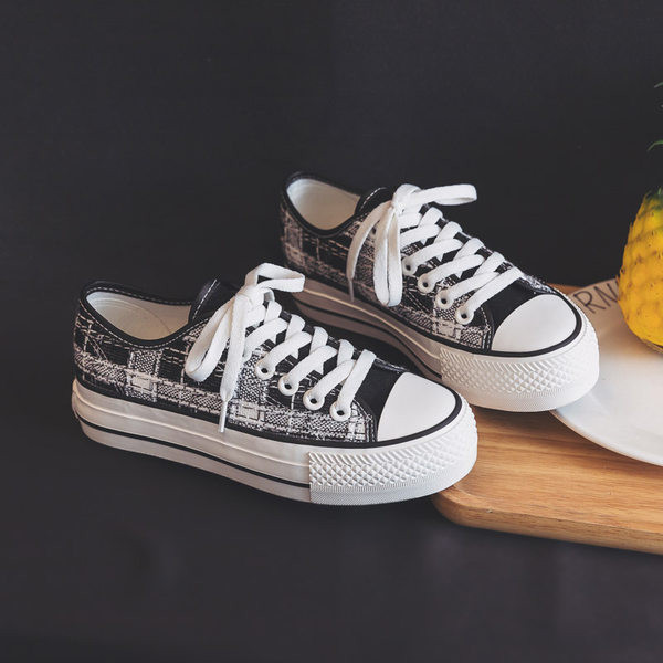 Tenisi dama casual din material textil cu talpa groasa