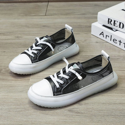 Sieviešu tenta kedas ar mežģīnēm un plakanu zoli