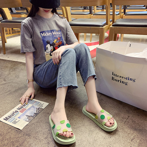 Papuci casual dama din silicon cu puncte in mai multe culori