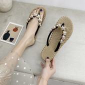 Papuci casual de dama cu talpa plate si decor metalic