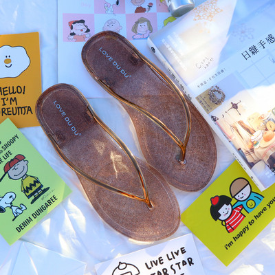 Caurspīdīgas silikona flipas pludmalei