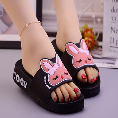 Papuci de cauciuc dama cu platforma inalta si aplicare 3D